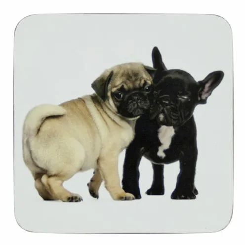 Mars & More glasOnderzetters Mops en Franse Bulldog